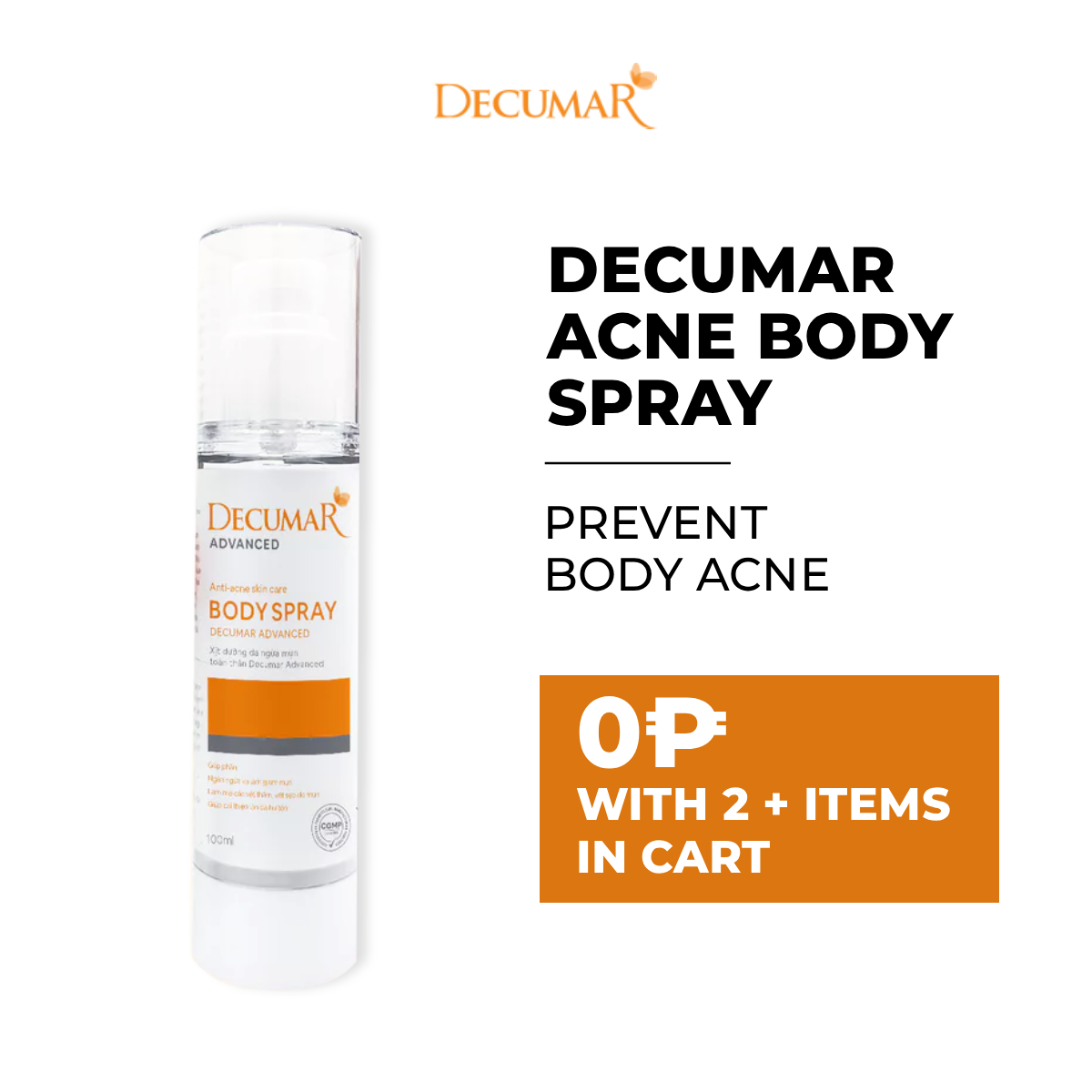DECUMAR Acne Body Spray 100ml - Prevent body acne