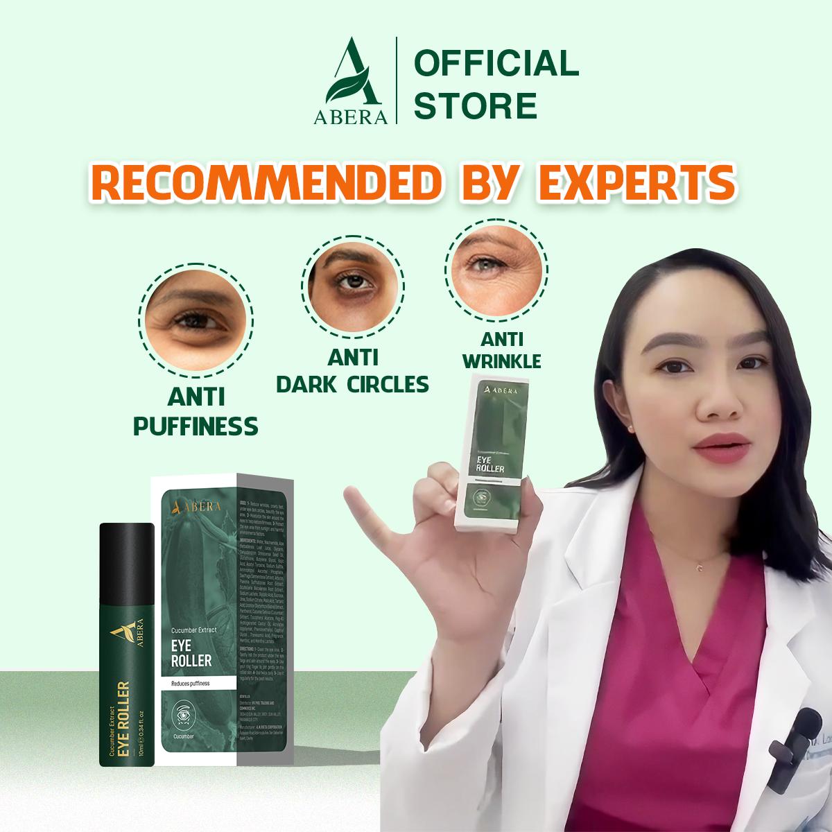 Abera Eye Roller Serum 10ml [FDA] – Eye Bags, Dark Circles & Puffiness Treatment – Mint Essence with cucumber yield Vitamin C & Peptides