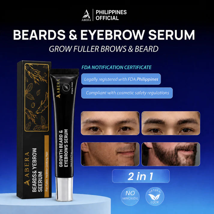 [BUY 2 - GET 1] ABERA Eyebrow & Beard Growth Serum 20ml [FDA] – Natural Serum From Ginseng Root (No makeup, No color, No Minoxidil)