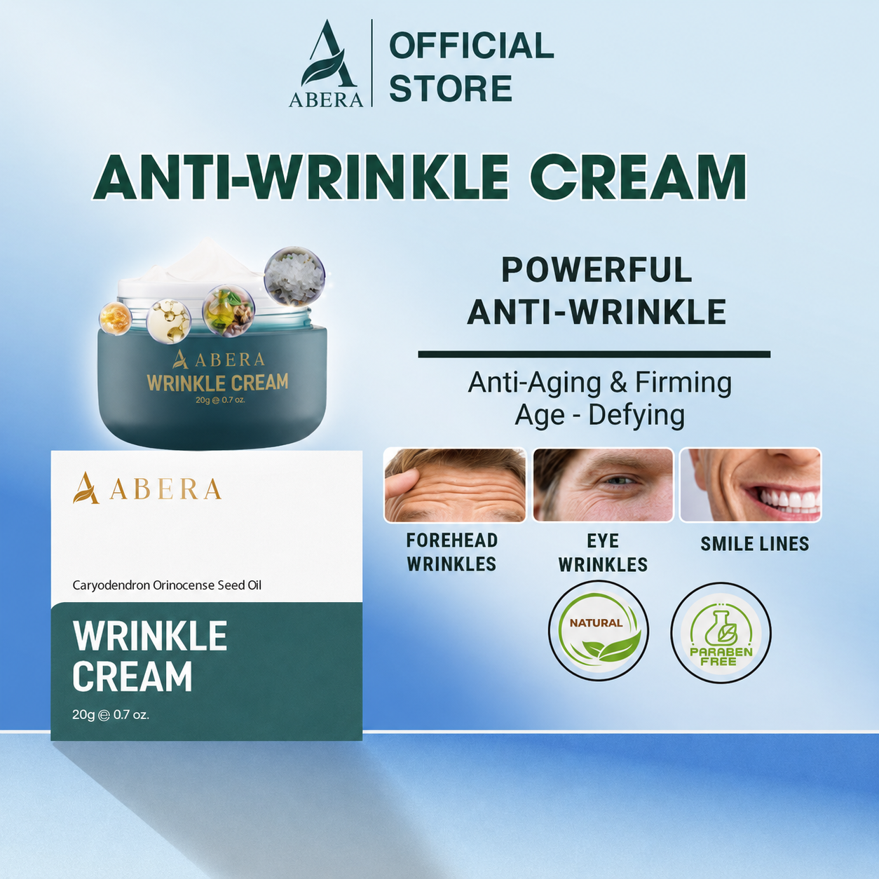 [Buy 2 Get 1] Abera Wrinkle Cream 20g [FDA] – Erases Wrinkles, Firms Sagging Skin, Brightens Skin & Prevents Premature Aging – Made With Natural, Safe And Gentle Ingredients